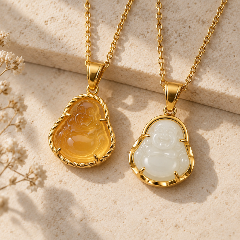 BIANCO • FELICE Jade Buddha Necklace