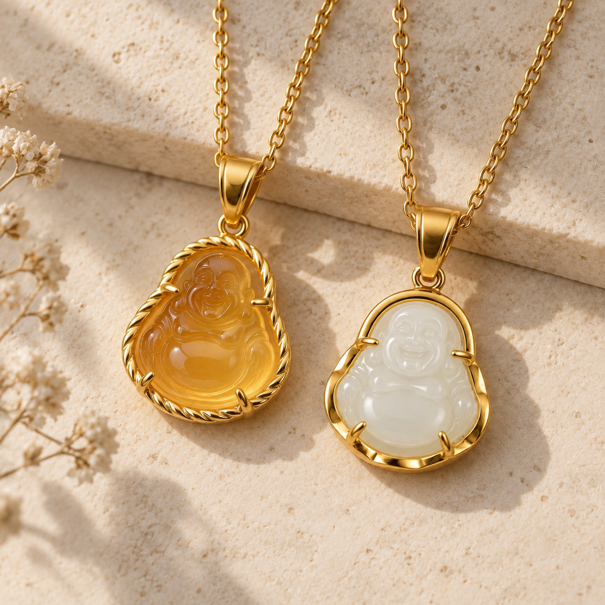 BIANCO • FELICE Jade Buddha Necklace